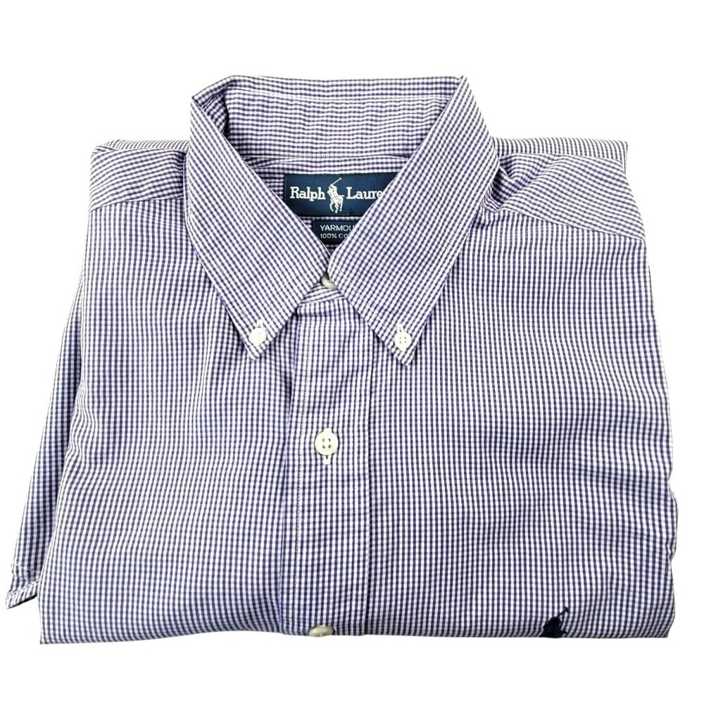 Ralph Lauren Yarmouth Purple Gingham Mens Shirt 16 32/33 Long Sleeve JH1791